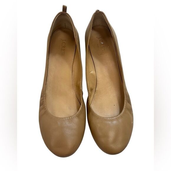 J.Crew Leather Ballet Flats Tan Women's Size 8.5 Style E8091 - Picture 1 of 7